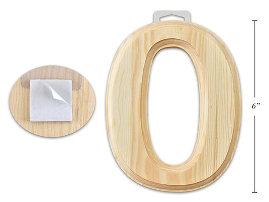 Natural Wood Letter O 6in