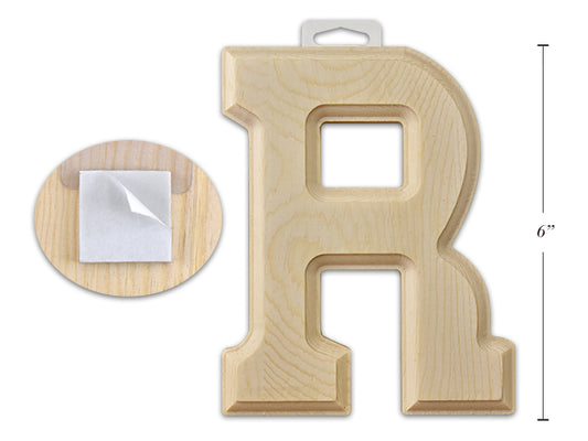 Natural Wood Letter R 6in