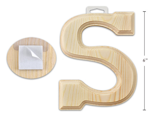Natural Wood Letter S 6in