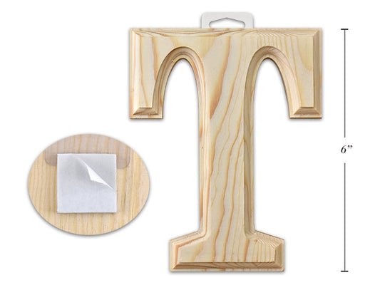 Natural Wood Letter T 6in