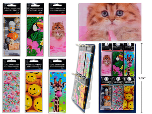 Lenticular 3D Bookmarks 6 Asst