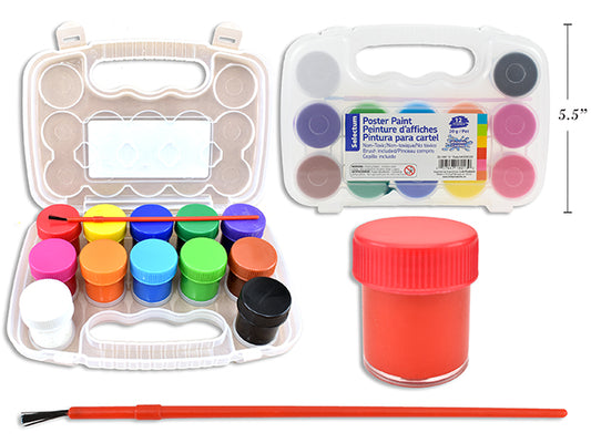 Sel Poster Paints w/Brush 12pk