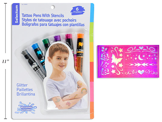 Tattoo Pen 6pc w Stencils Glit