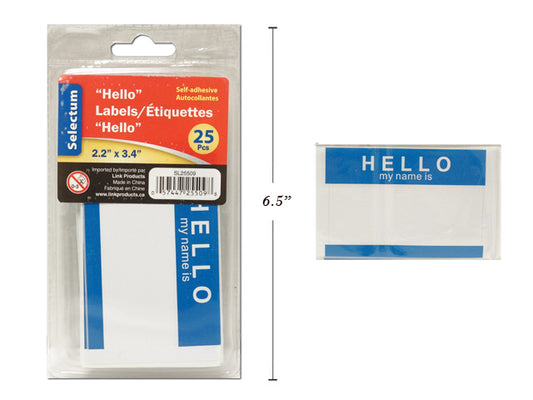 Self Adhesive Hello Labels 25pk
