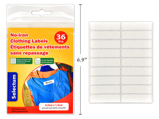 No Iron Clothing Labels 36pk
