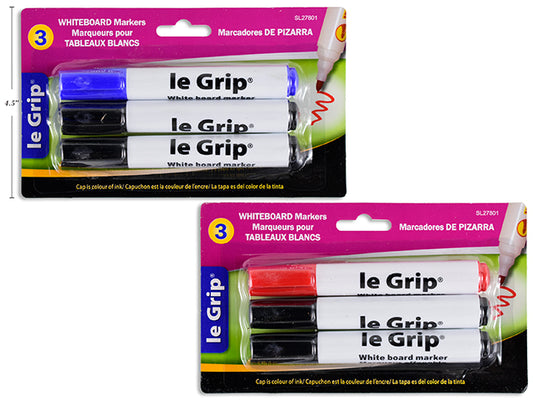 le Grip Whiteboard Markers 3pk