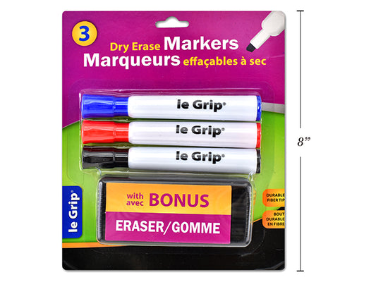 le Grip Dry Erase Whiteboard Marker 3pc