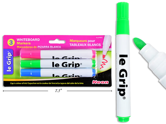 Le Grip W/Board Markers 3pk Neon