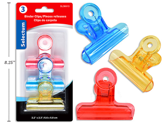 Bright Col Binder Clips 3pc