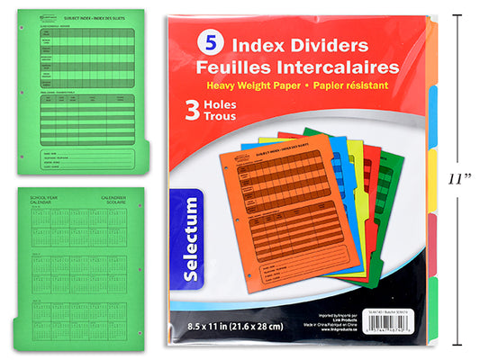 Index Dividers 8.5X11in 5pk