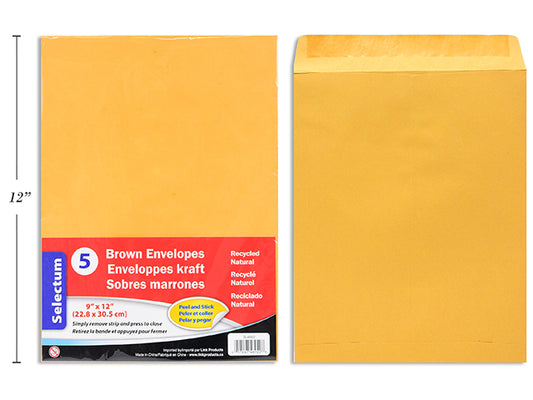 Peel n Seal Brown Kraft Envelope 5pc
