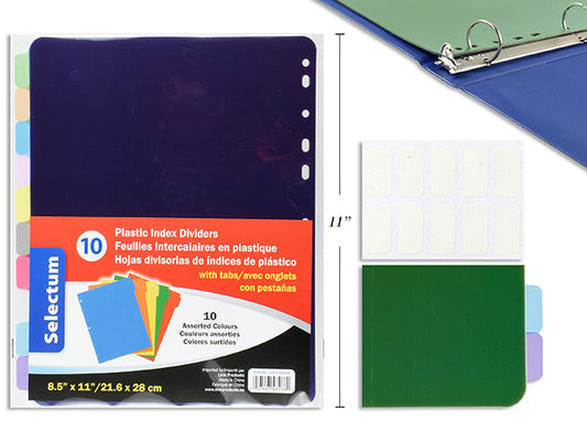 Plastic Index Dividers wTabs 10pc