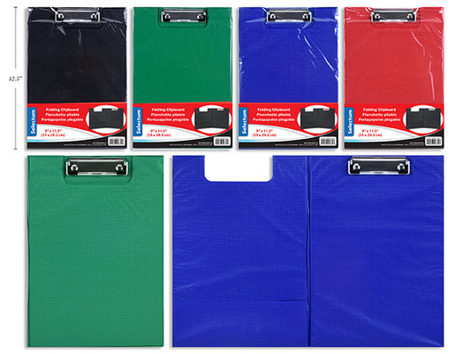 Folding Vinyl Clipboard 3Asst