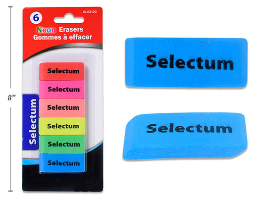 Neon Erasers 6pc