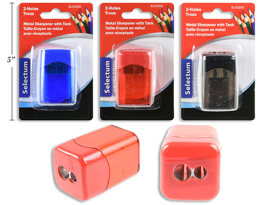 Metal 2Holes Sharpener wTank 3Asst