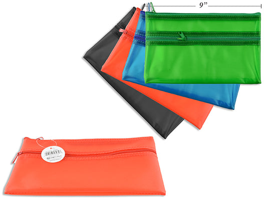 PVC Pencil Case 2Zipper 4Asst