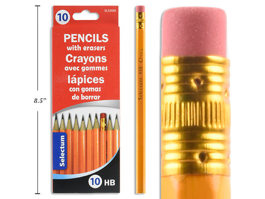 HB Pencils wEraser Top 10pk