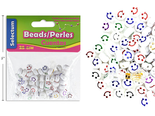 Happy Face Plastic Beads 13+