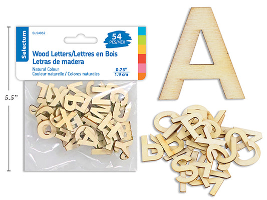 Sel Wood Letters 54pc Natural