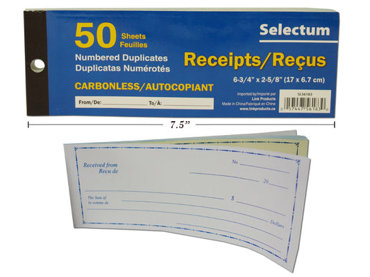 Selectum Dup Receipt Bk 50shts