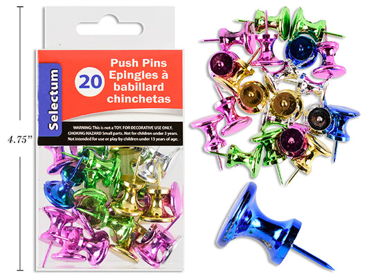 Push Pins Col Met Jum 20pcs