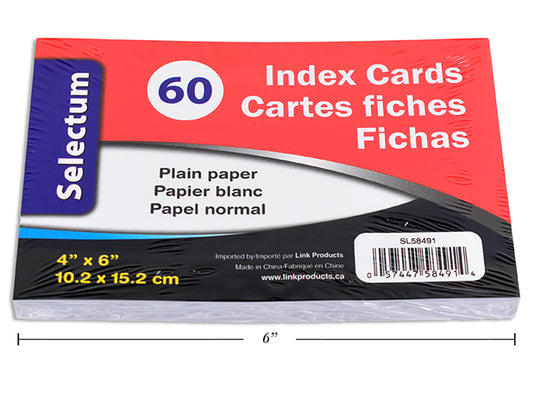 Plain Index Cards 60ct 4x6in
