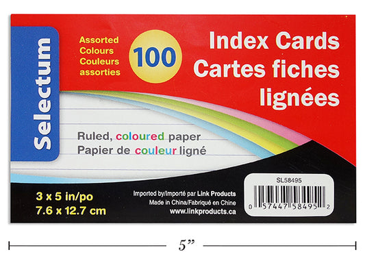 Coloured Index Cards 100ct