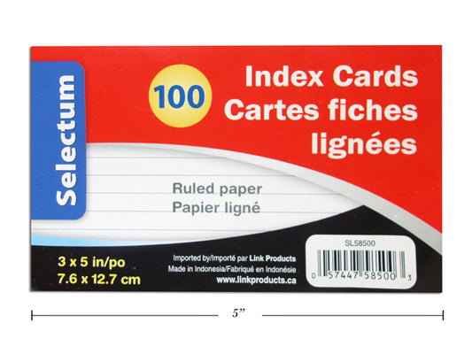 Index Cards Ruled 100pcs 3x5
