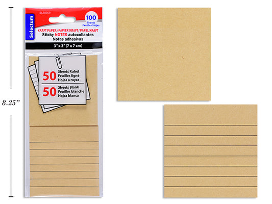 Sticky Notes Krft 100shts 3X3