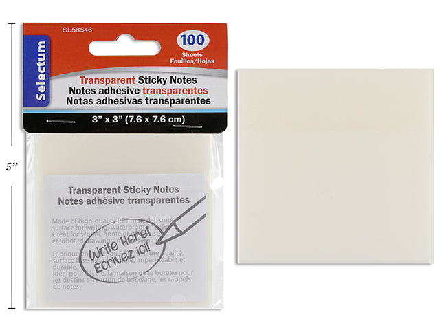 Sticky Notes Trans 100shts 3x3 โ Excellent Stores