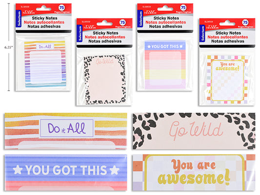 Sticky Notes 75shts Dsgn 4Asst