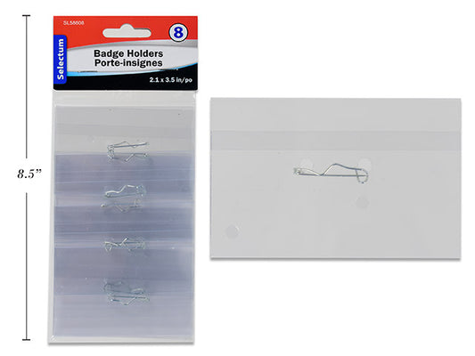 Plastic Badge Holders wPin 8pc