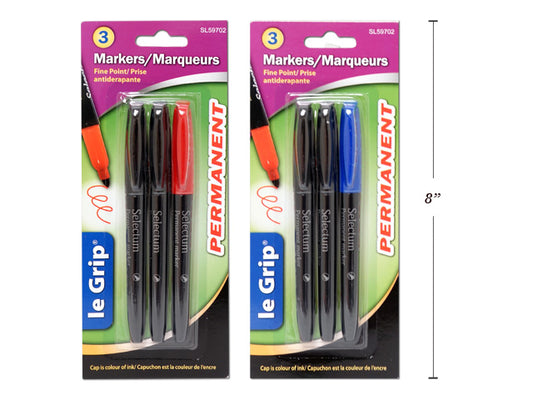 le Grip Permanent Markers 3pk