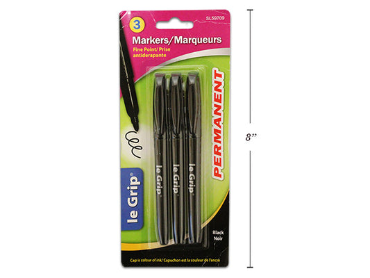 Permanent Markers Black 3pc