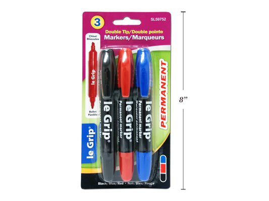 DoubleTip Permanent Marker 3pk