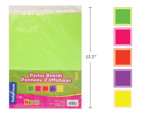 Sel Poster Boards Neon Clrs Asst 5pc