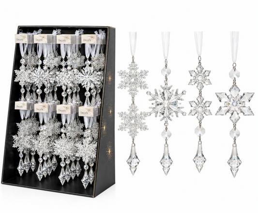 Snowflake Ornament wRibbon Ast