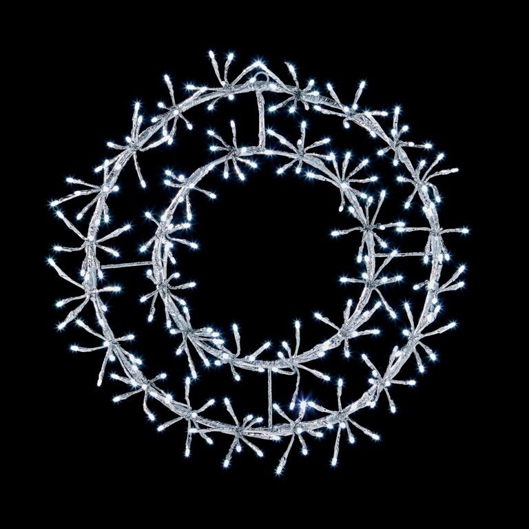 Prem LED Slv Wreath Clstr 1ft