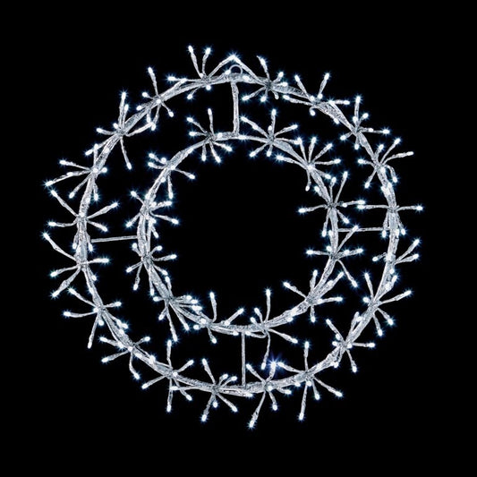 Prem LED Slv Wreath Clstr 1ft